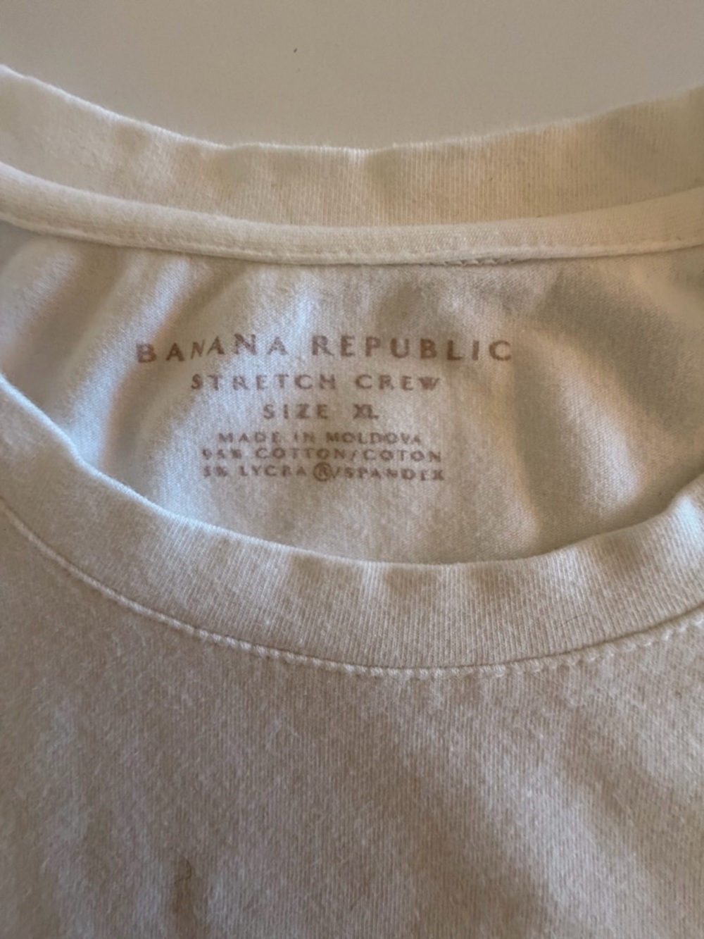 Banana Republic White Classic Stretch Crew Neck Short Sleeve Tee, Men’s Sz XL - Picture 6 of 13